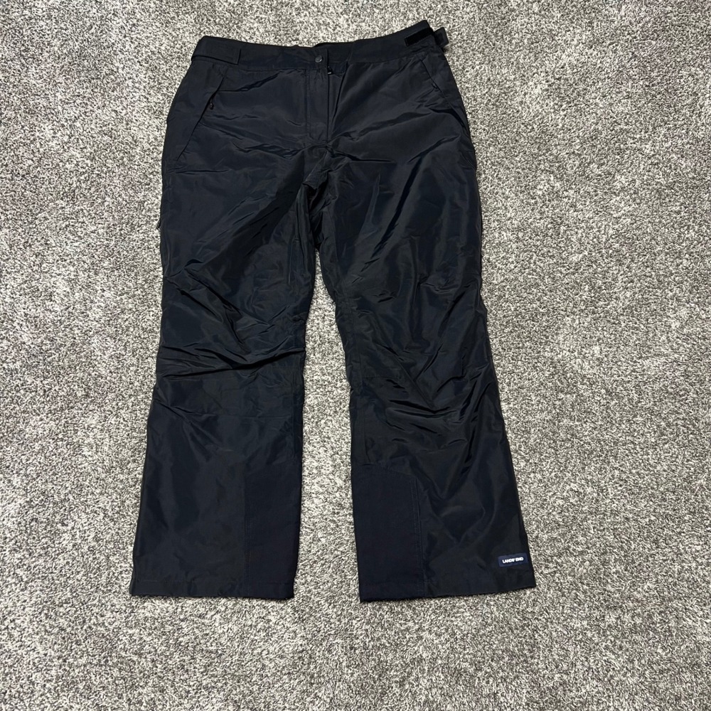 Lands End Squall Snow Pants Womens Large Petite 14-16 Black Waterproof Ski